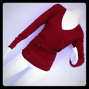 Rich Red Elie Tahari Slouch Side Sweater